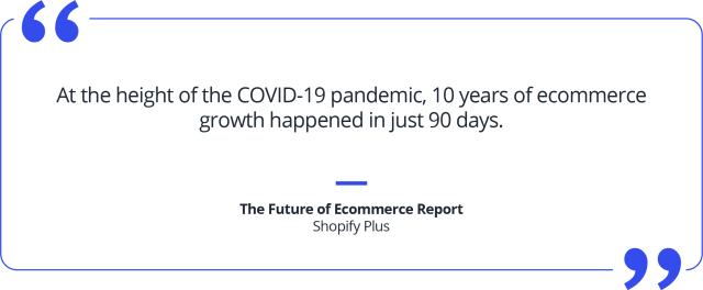 Quote 10 days of ecommerce growth happened in just 90 days during COVID-19 pandemic.