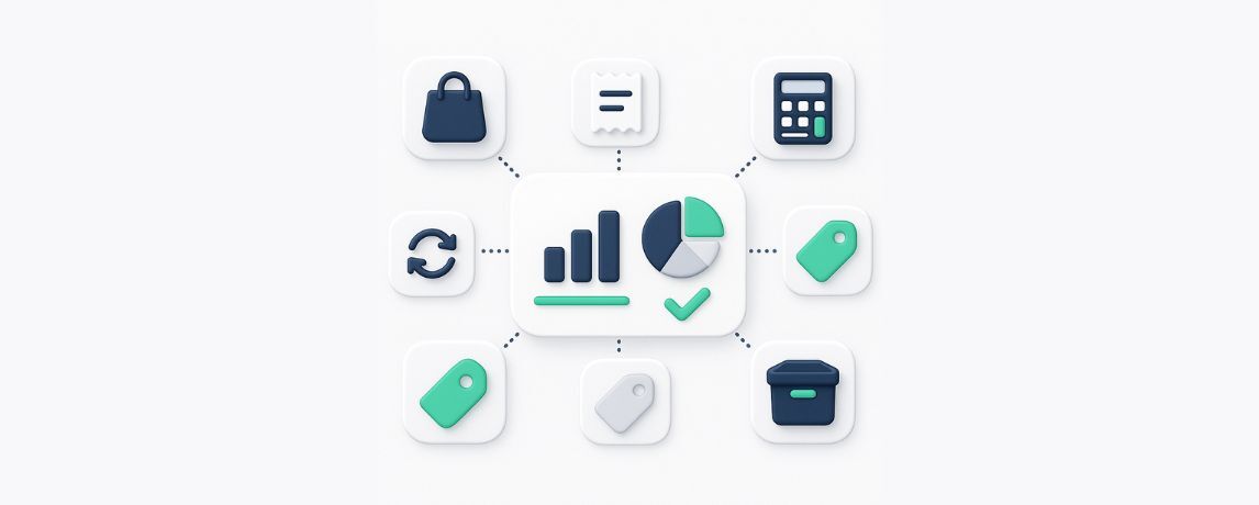 5 Best Link My Books Alternatives & Competitors to Consider in 2025 showing a central analytics dashboard connected to ecommerce and accounting icons.