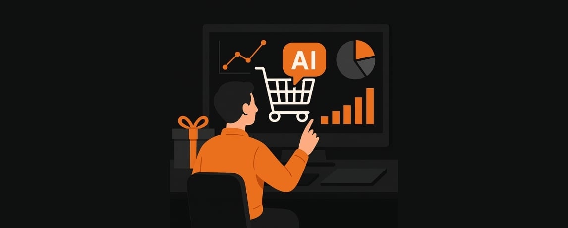 AI-powered holiday shopping trends 2025 visualizing ecommerce automation and global data connectivity.
