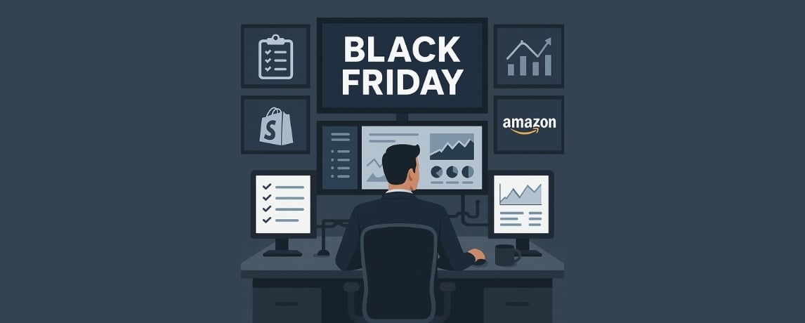Ecommerce control center illustrating Black Friday checklist automation and readiness.