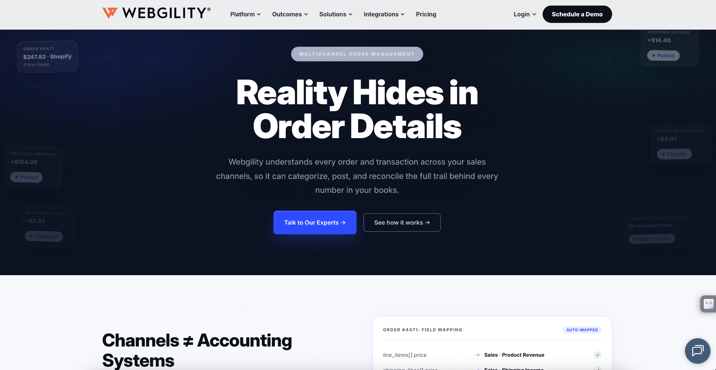 Order-level reconciliation connecting sales, fees, and accounting.