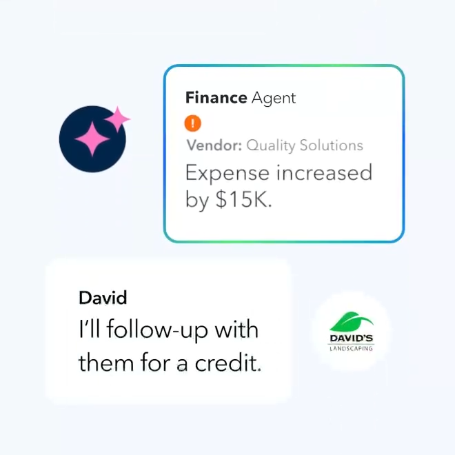 Image showing a conversation between a business owner and the Finance Agent