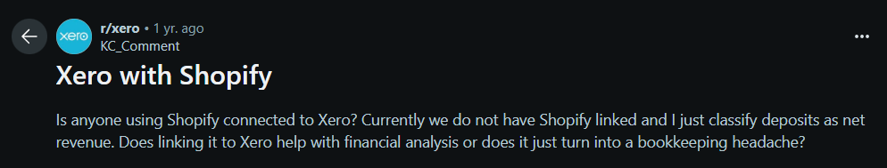 A screenshot of a Reddit post from the r/xero subreddit
